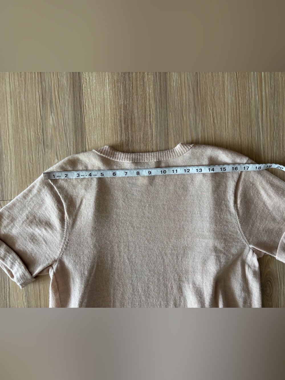 VTG LOFT Cardigan Sweater Tan Wool Open Short Sleeve Pockets Womens S Preppy Y2K - Picture 8 of 9